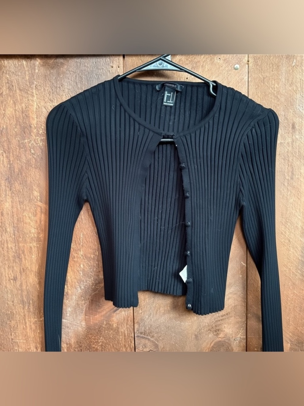 Forever 21 Black Ribbed Button-Front Cardigan